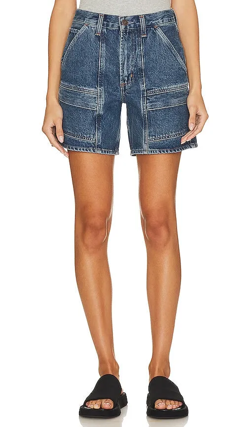 AGOLDE Cooper Cargo Short in Denim-Dark