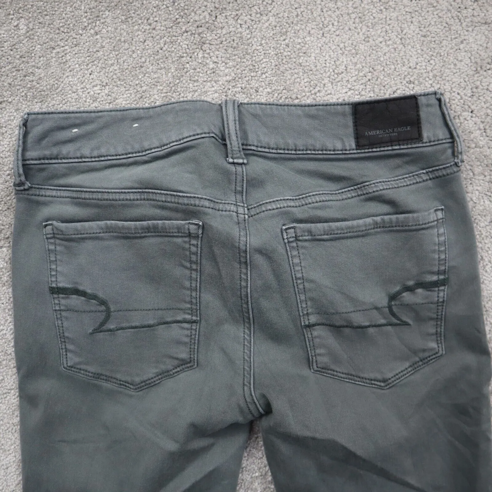 American Eagle Women Jegging Jeans Skinny Leg Zipper Pockets Stretch Green SZ 4S