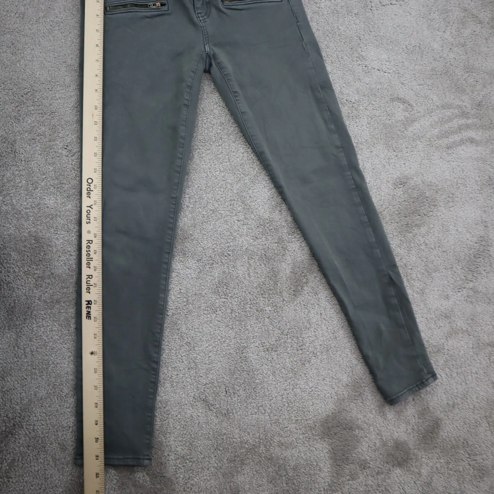 American Eagle Women Jegging Jeans Skinny Leg Zipper Pockets Stretch Green SZ 4S