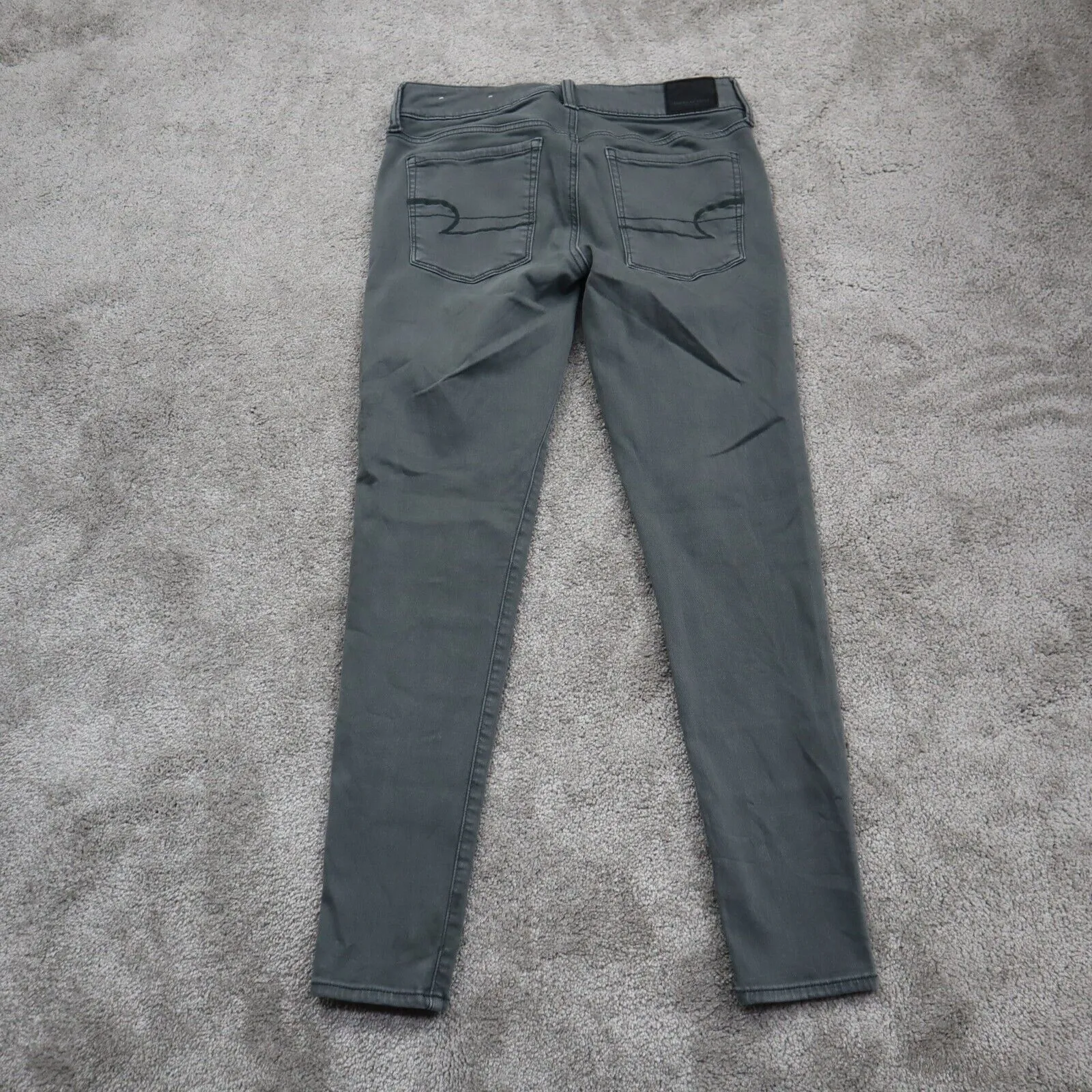 American Eagle Women Jegging Jeans Skinny Leg Zipper Pockets Stretch Green SZ 4S
