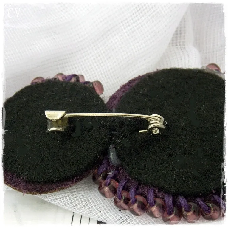 Amethyst Bubble Leather Brooch