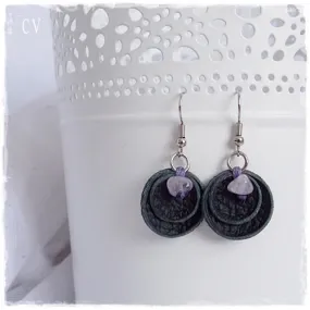 Amethyst Stone Geometric Earrings