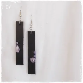 Black Leather Bar Earrings