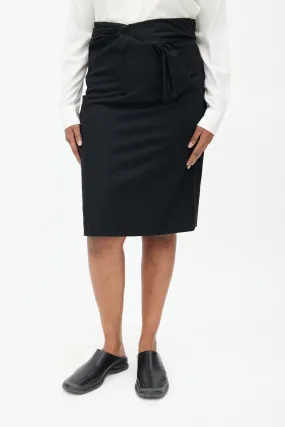 Black Wool Asymmetrical Skirt