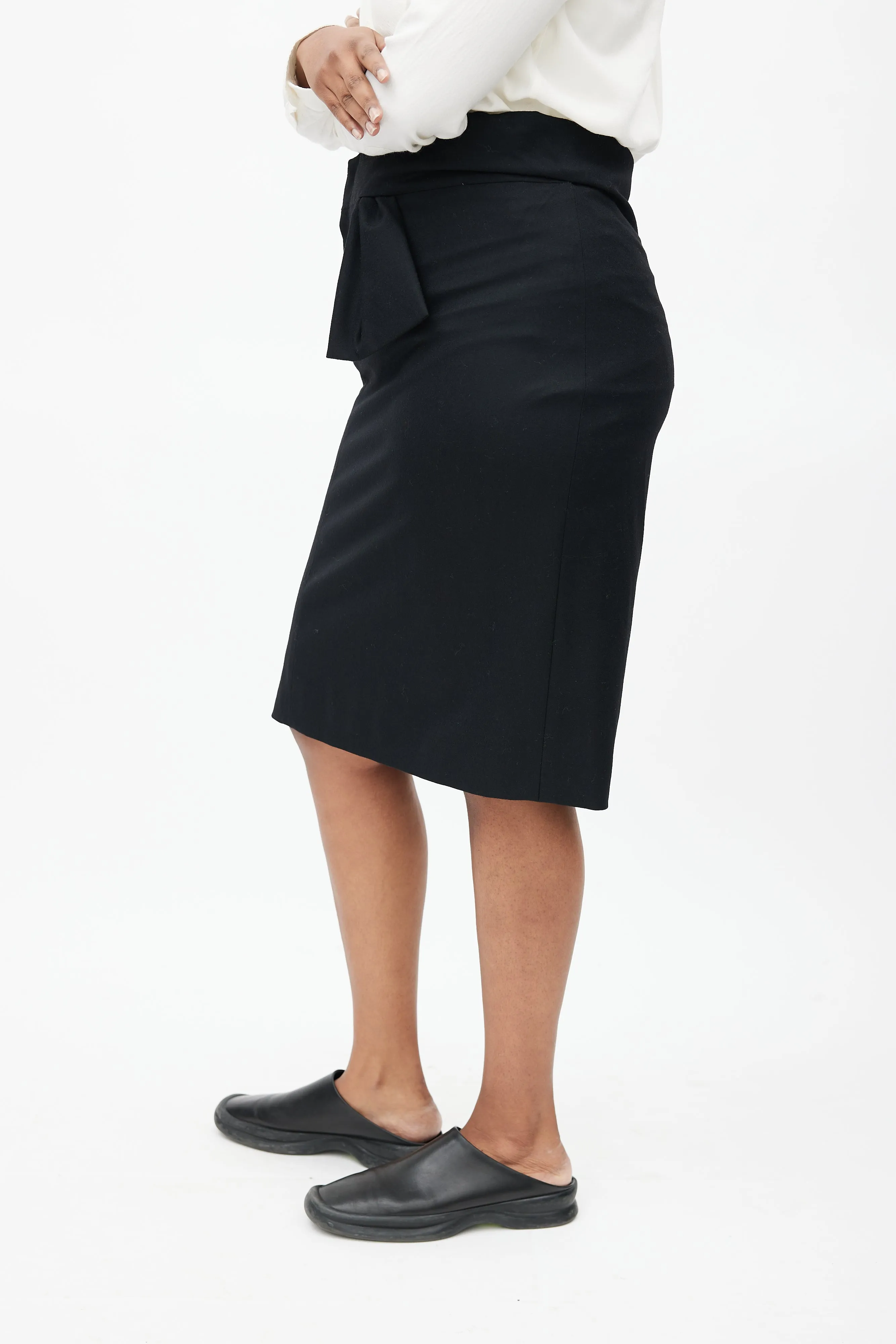Black Wool Asymmetrical Skirt