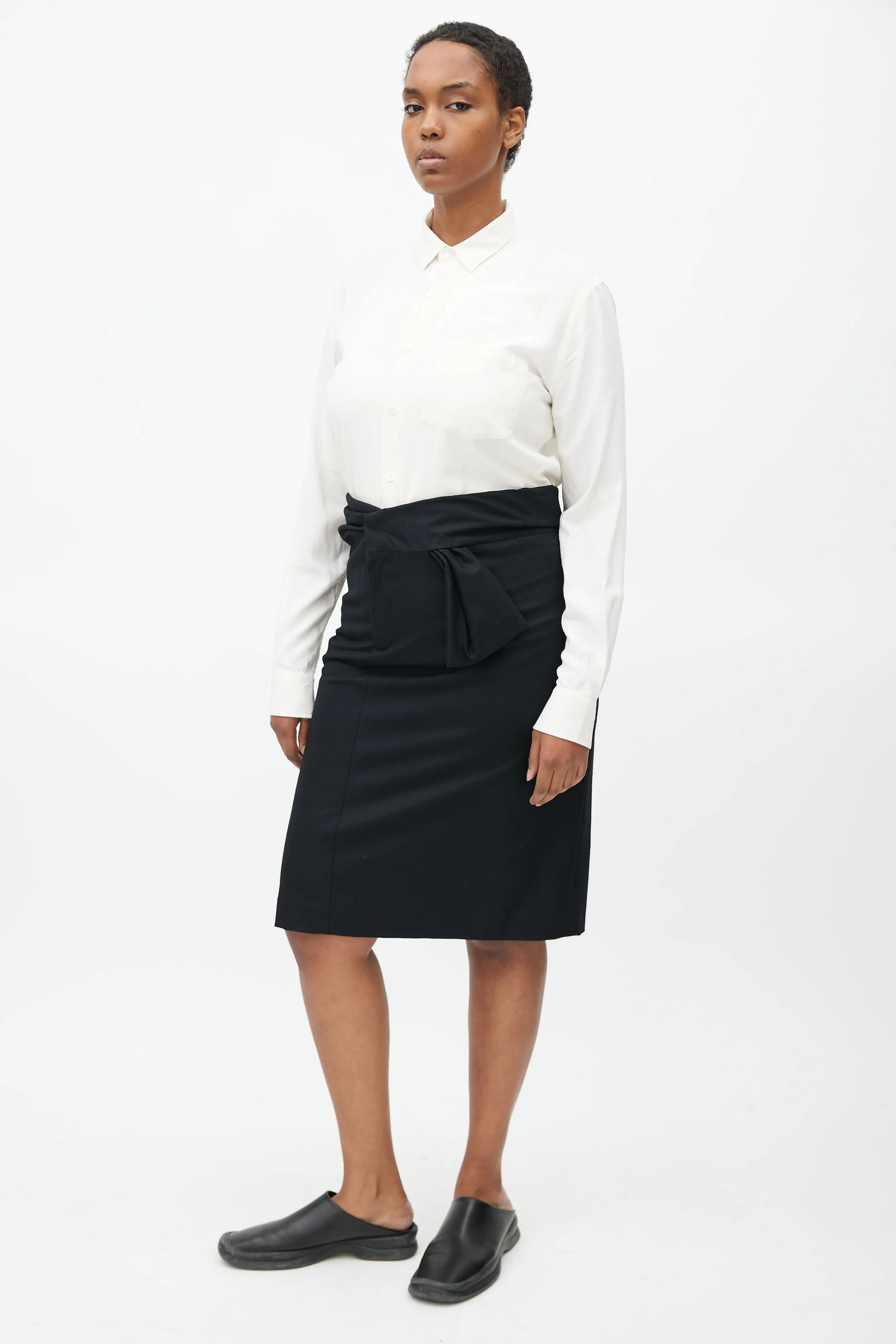 Black Wool Asymmetrical Skirt