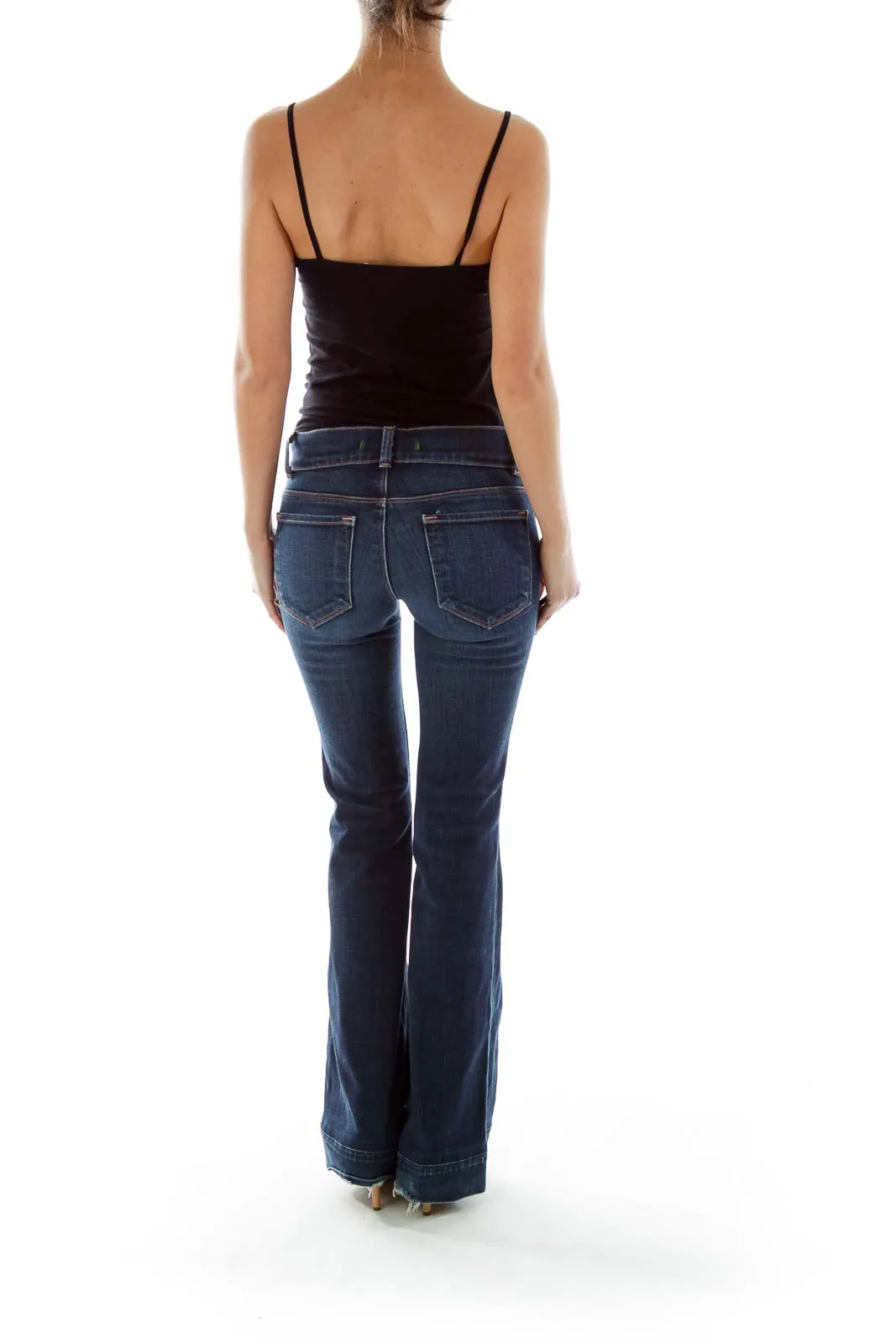 Blue Flared-Leg Jeans
