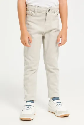 Boys Grey Denim Chino Trousers