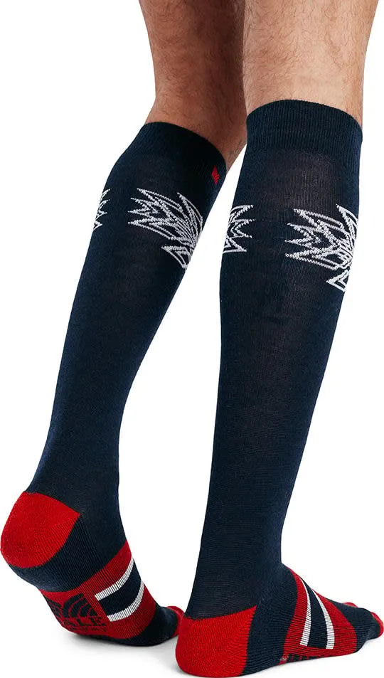 Dale of Norway Spirit Wool Socks High Navy Raspberry Offwhite | Buy Dale of Norway Spirit Wool Socks High Navy Raspberry Offwhite here | Outnorth