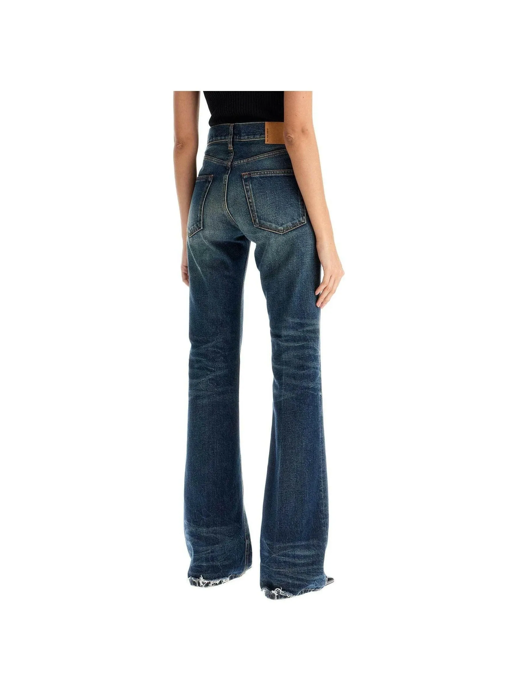 Flared Floral Denim Jeans