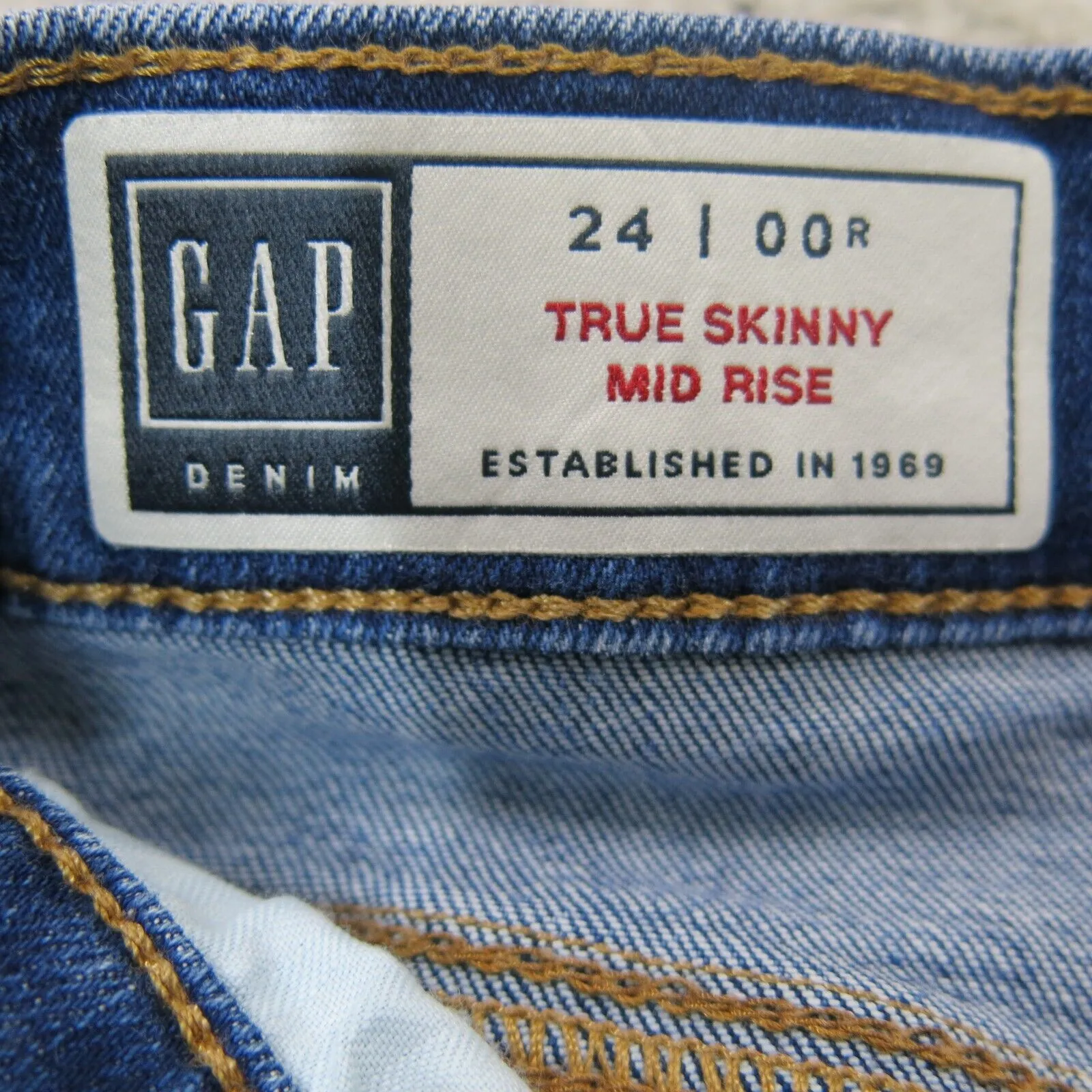 Gap Womens Jeans True Skinny Leg Denim Mid Rise Pockets Blue Size 24/00R
