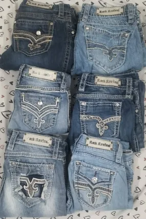 HD Ladies Y2K Rock Rivival Flared Jeans - 6 Pcs