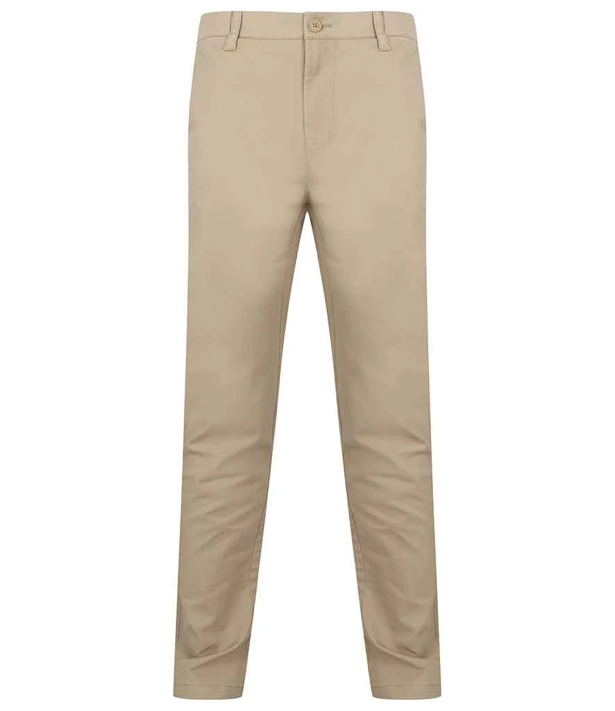Henbury Stretch Flex Waistband Chino Trousers | Stone