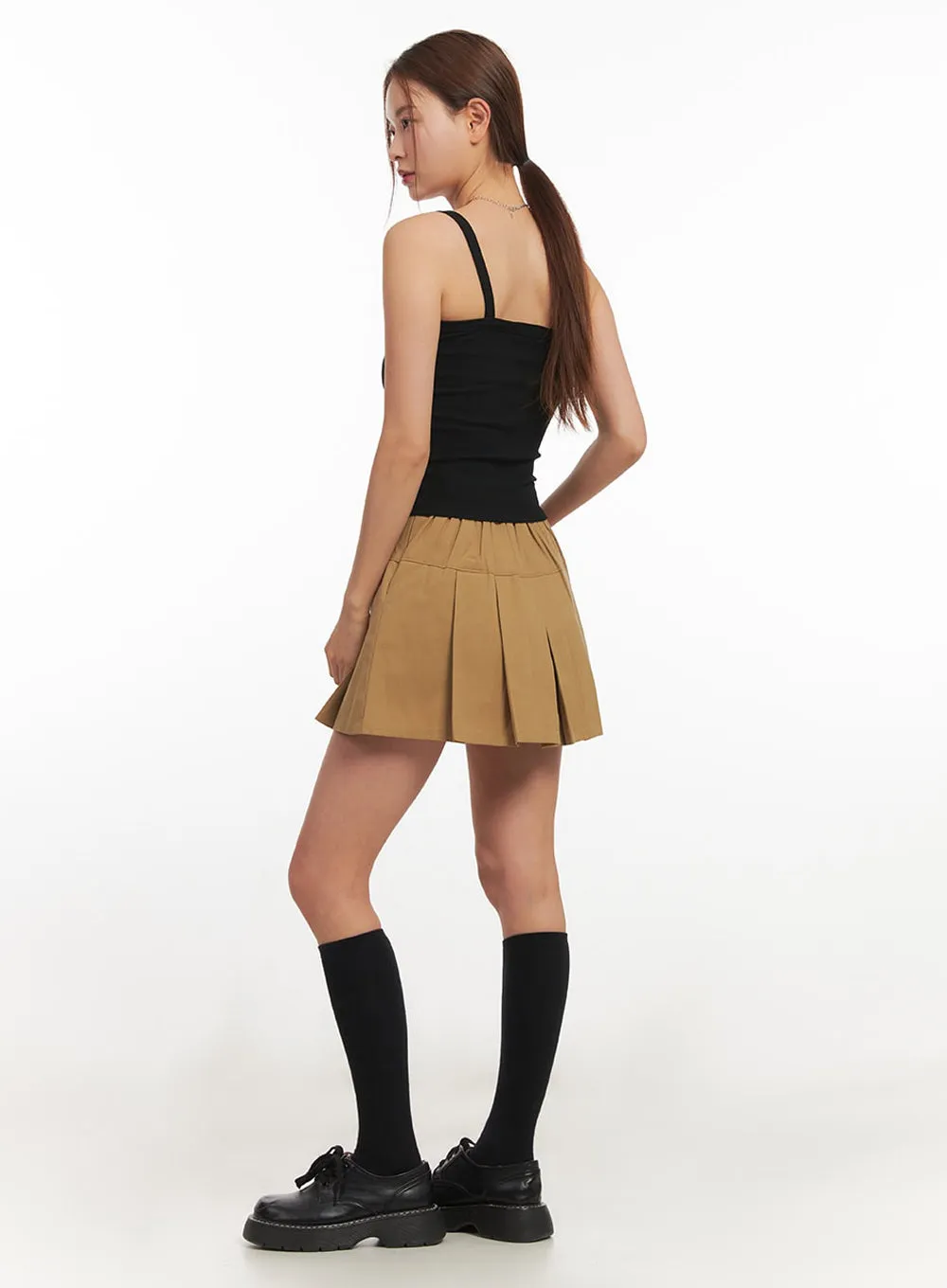 High-Waisted Pleated Mini Skirt  IM513