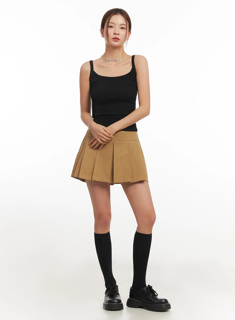High-Waisted Pleated Mini Skirt  IM513