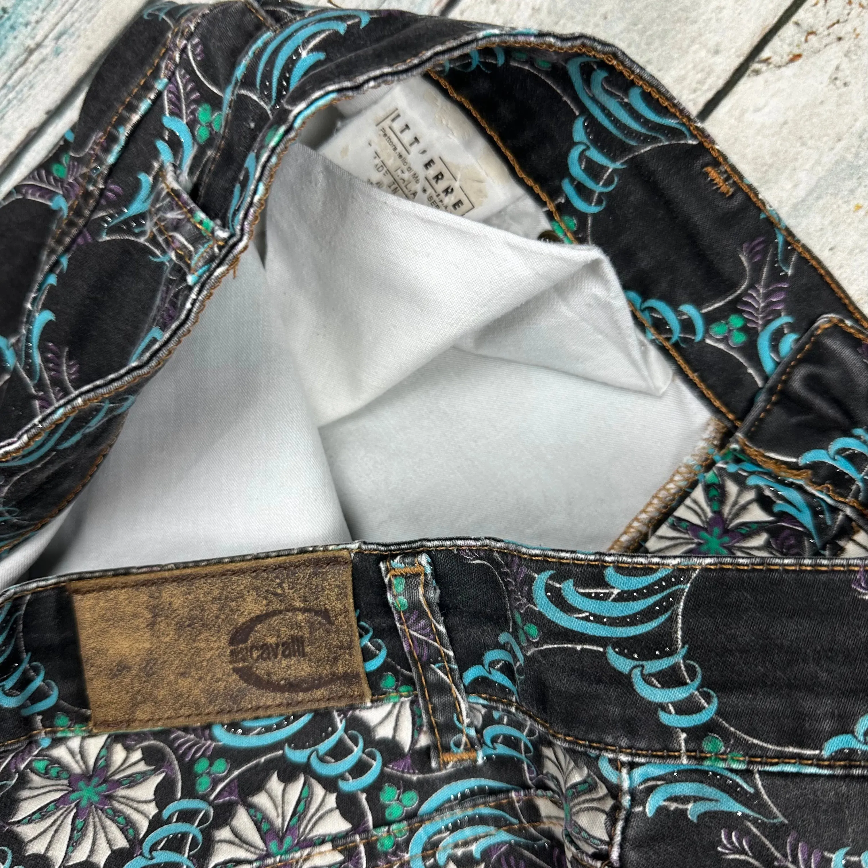 Just Cavalli Italian Ladies Patterned Bootflare Jeans - Size 29