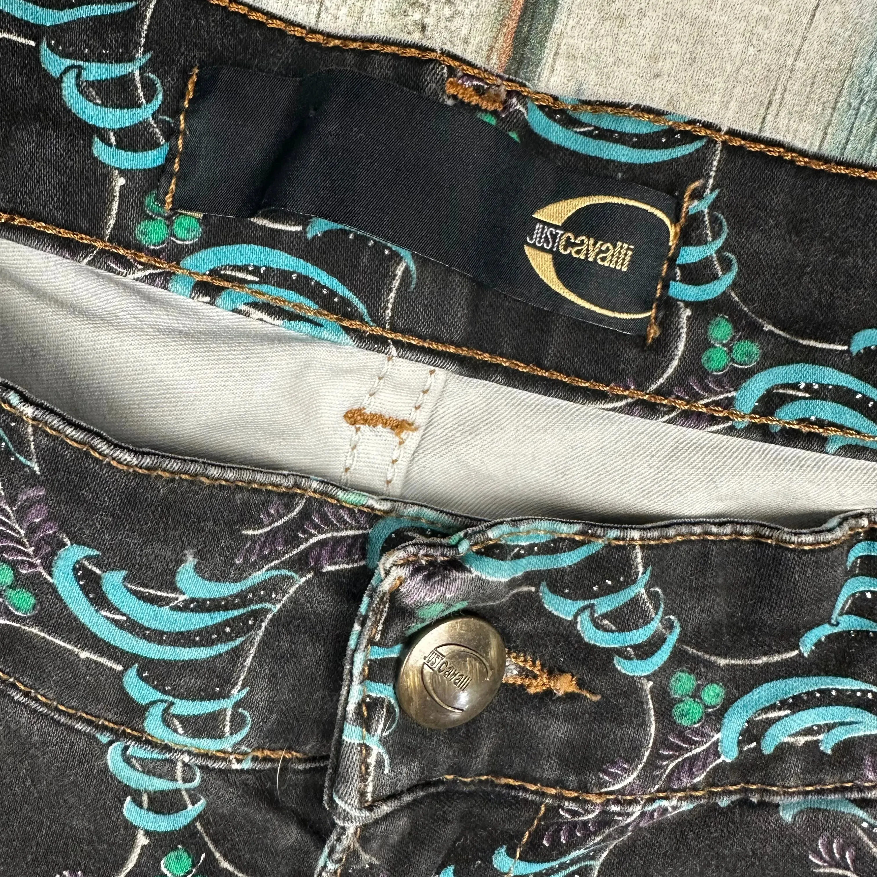 Just Cavalli Italian Ladies Patterned Bootflare Jeans - Size 29