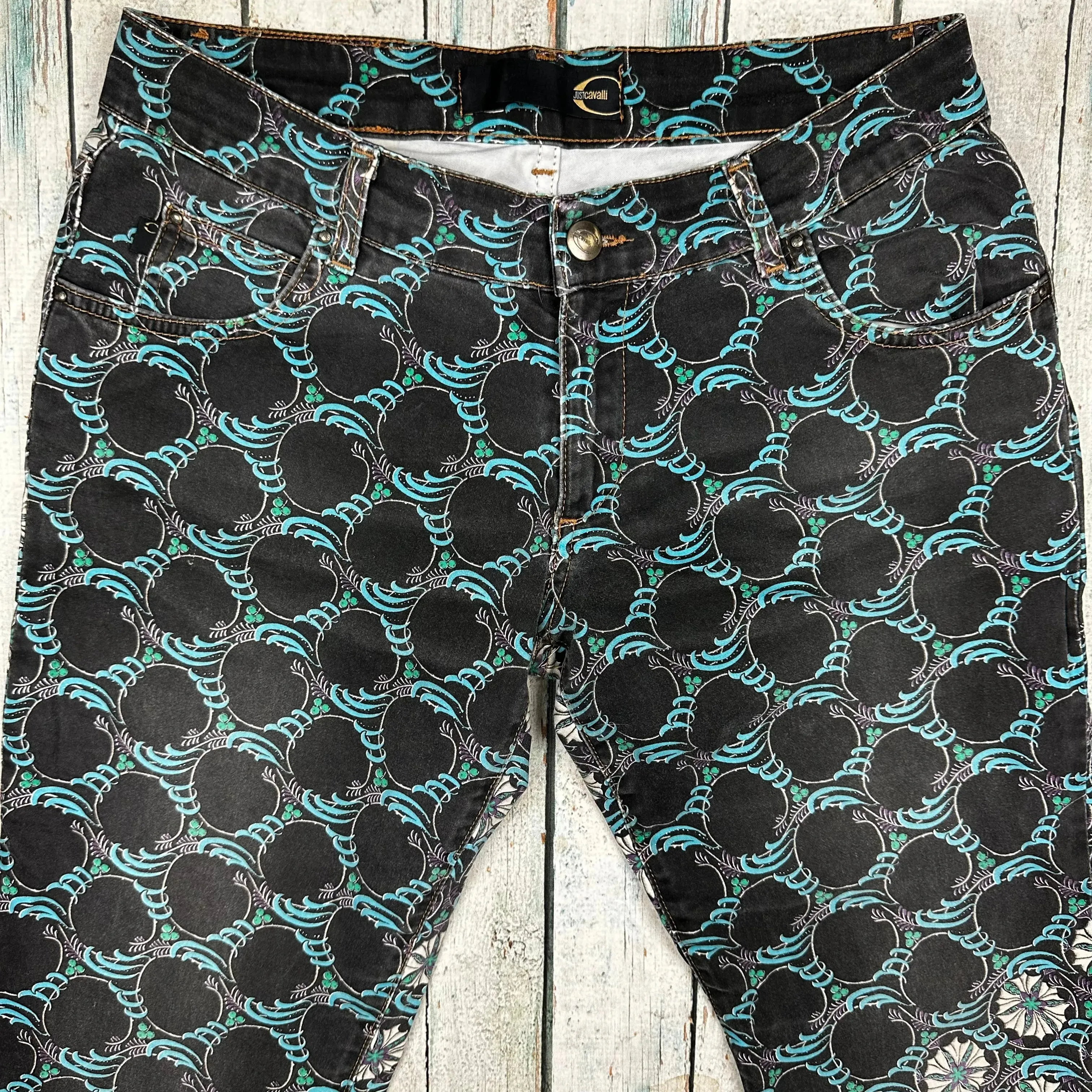 Just Cavalli Italian Ladies Patterned Bootflare Jeans - Size 29