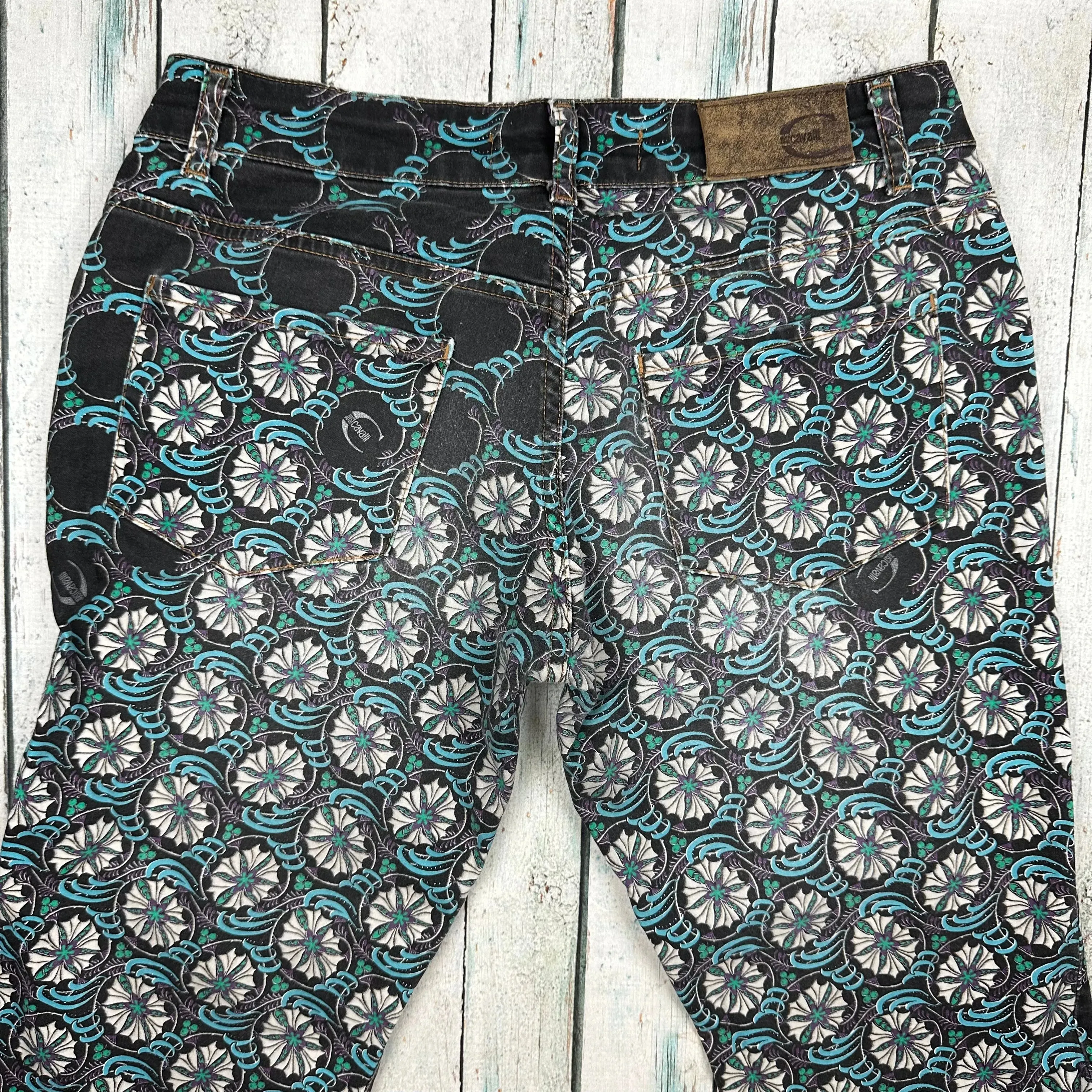 Just Cavalli Italian Ladies Patterned Bootflare Jeans - Size 29