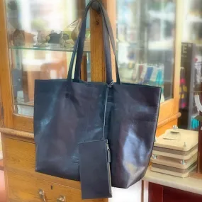 LEATHER HANDBAG BLACK