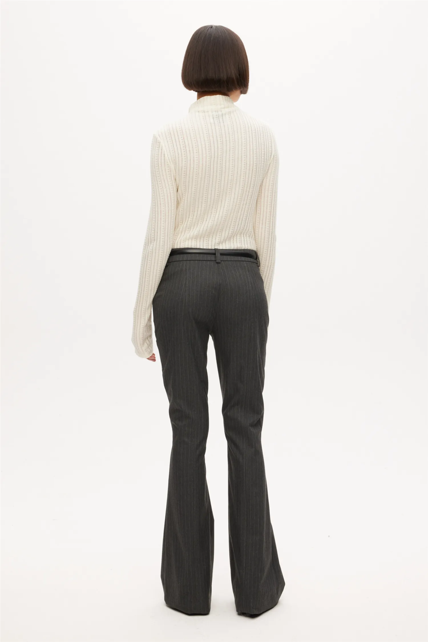 Mid Waist Flare Trousers