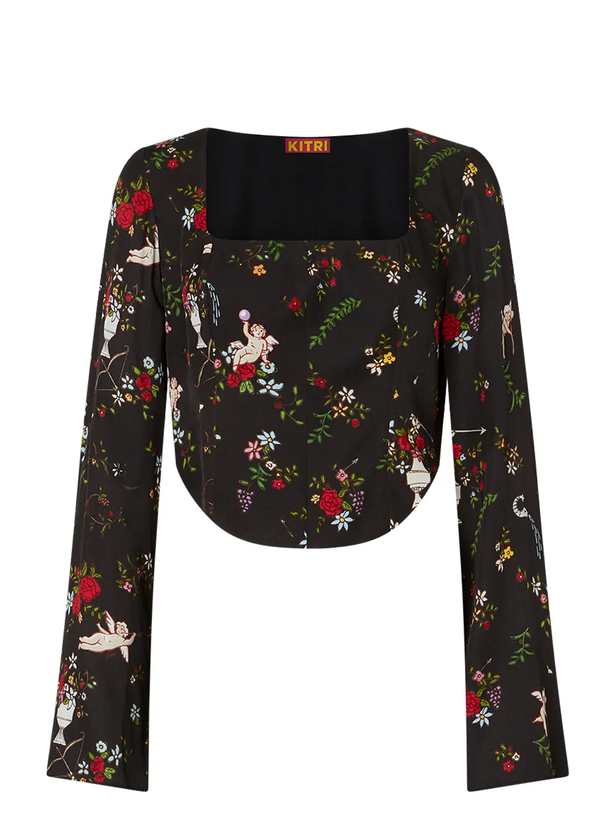 Mona Black Cherub Print Top