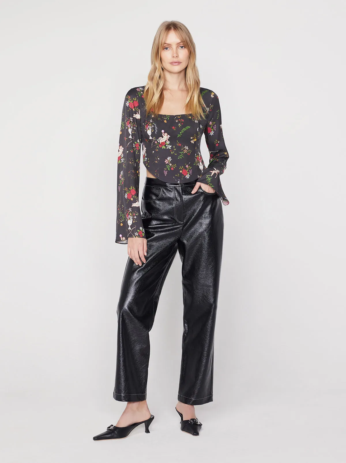 Mona Black Cherub Print Top