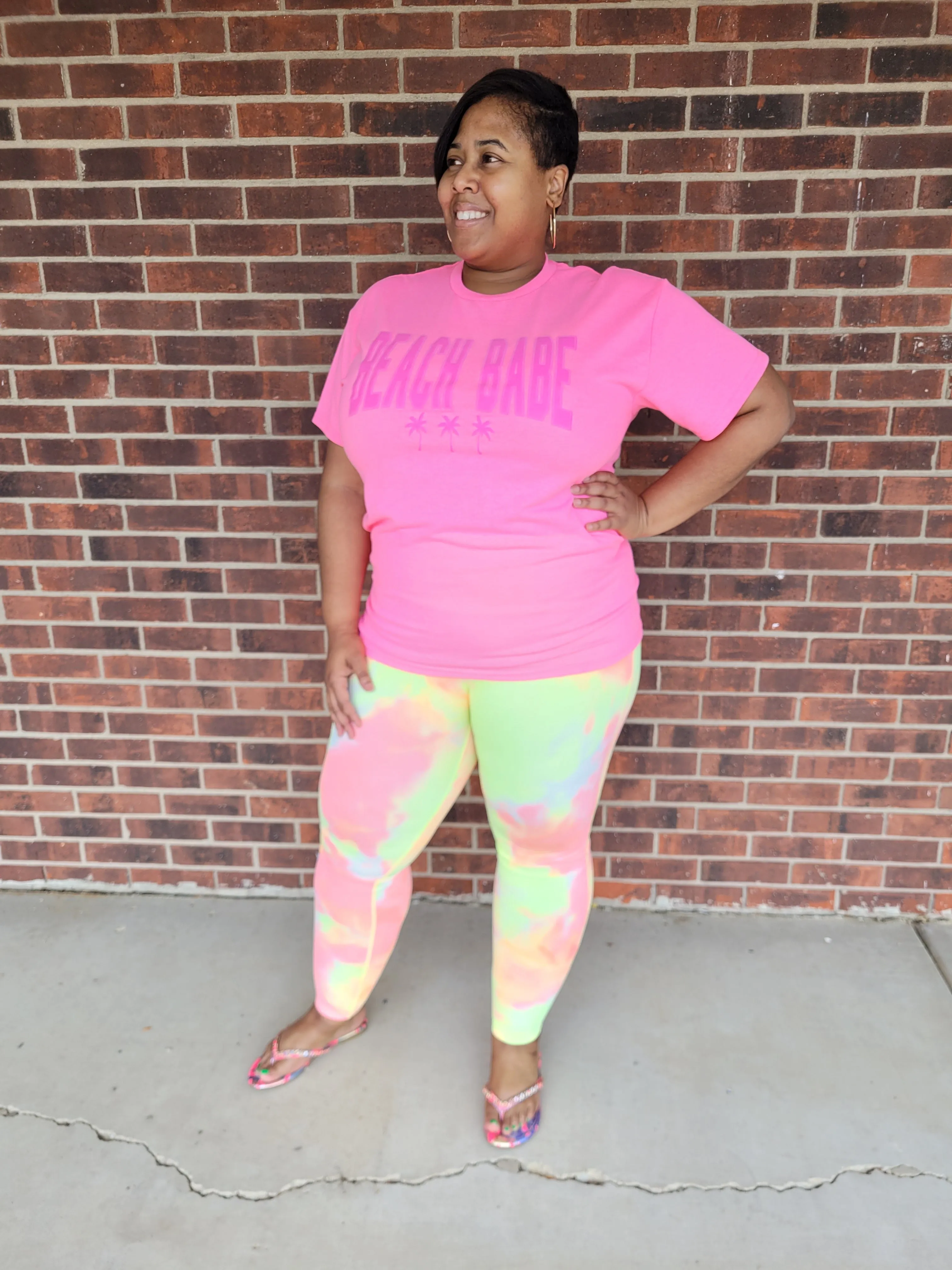 Plus Tie Dyed High Waisted Leggings