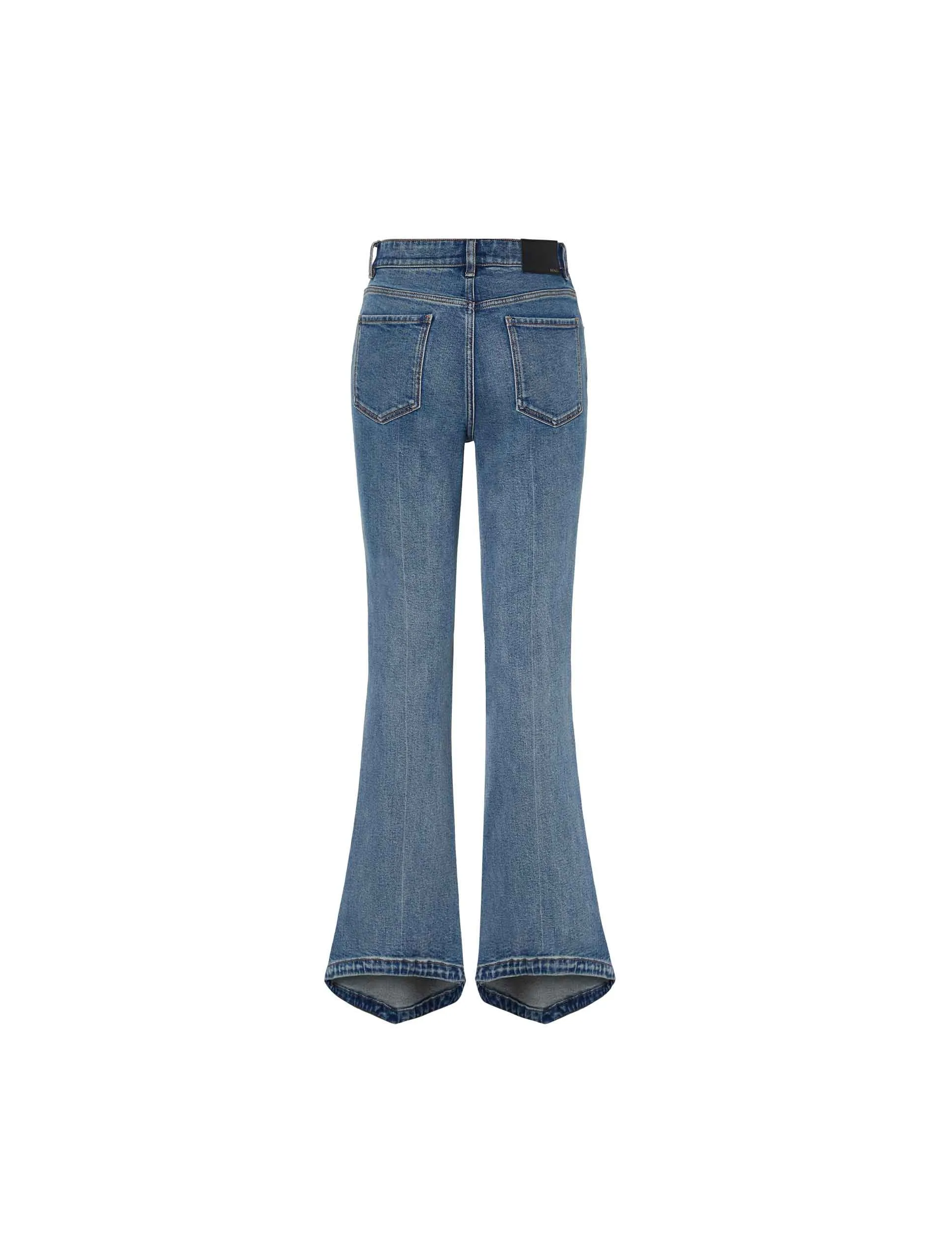 Pointed Hem Flared Jeans