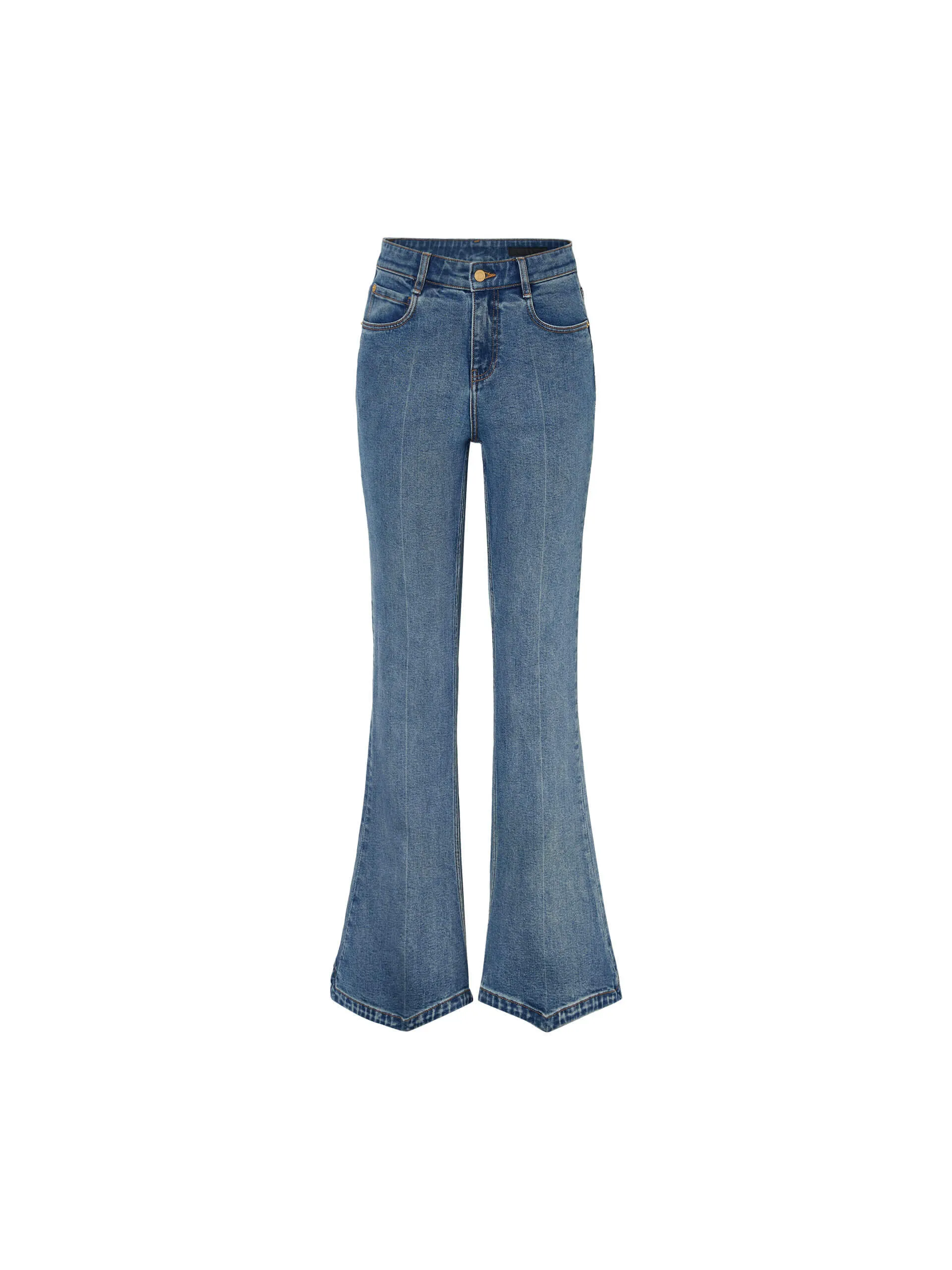 Pointed Hem Flared Jeans
