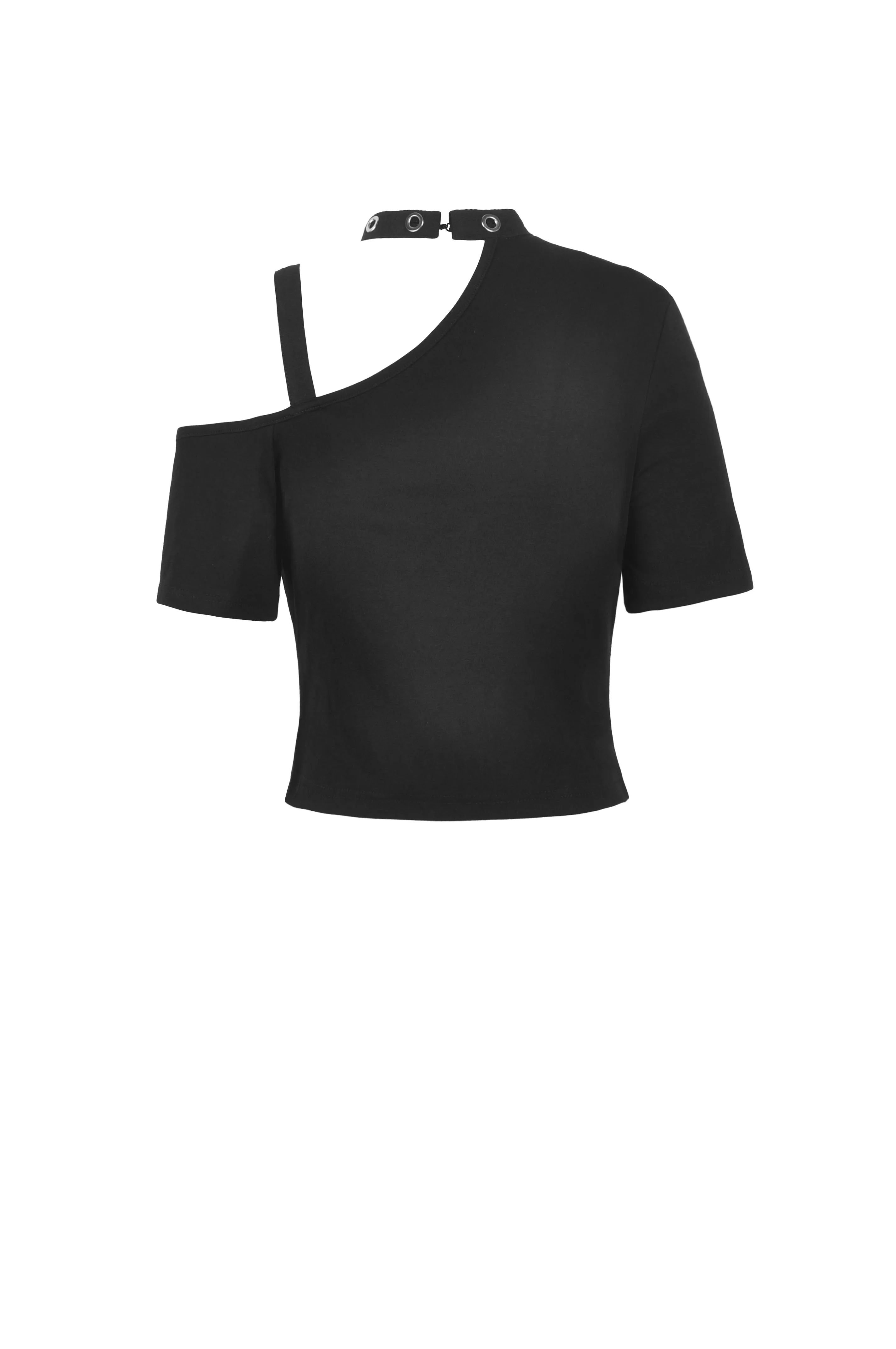 Punk sexy asymmetrical cold shoulder top TW329