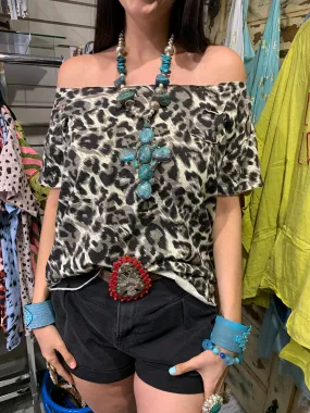 Rip Distressed Tee - Leopard