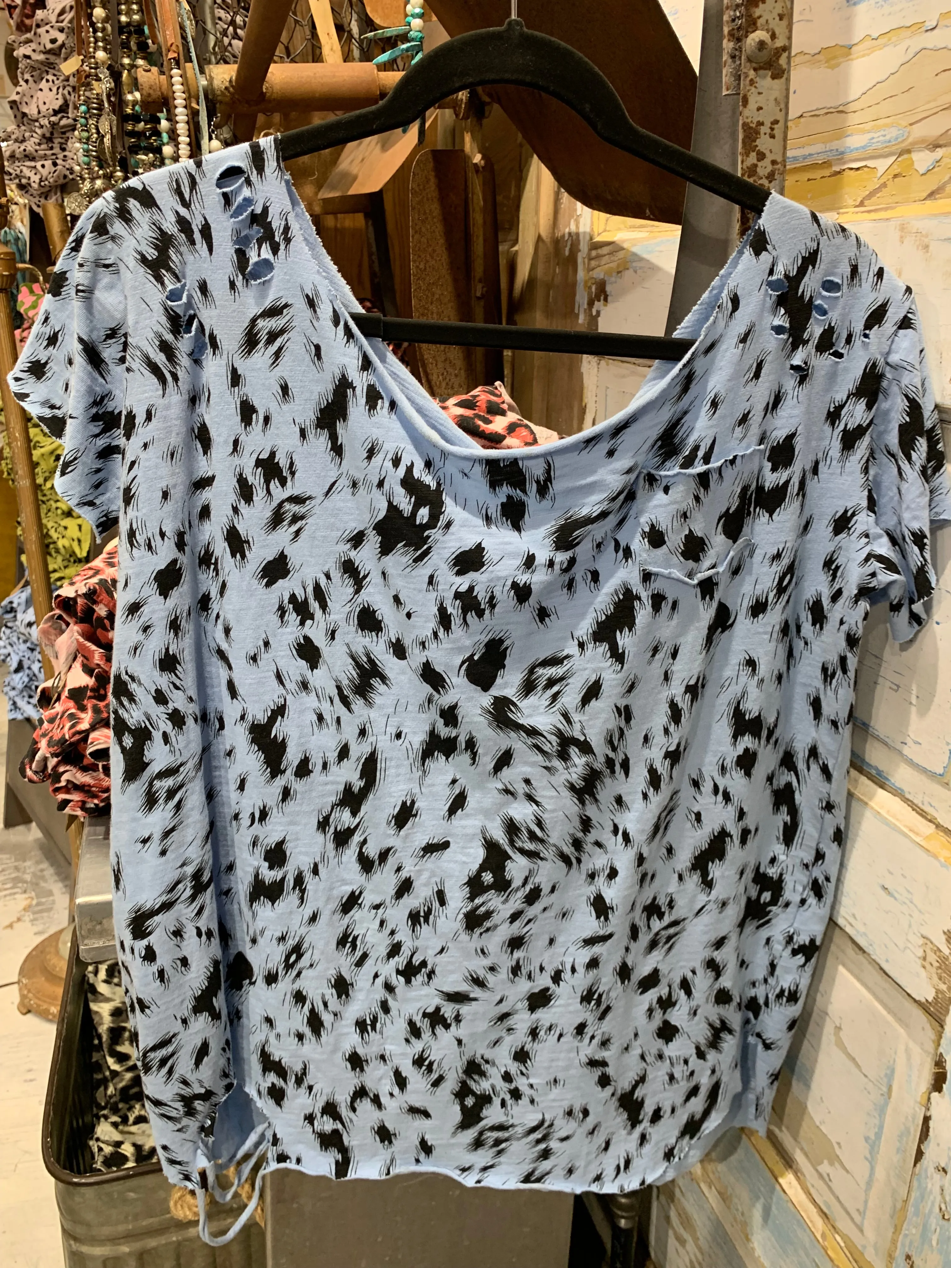 Rip Distressed Tee - Spotted Gray