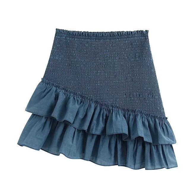 SHIRRED MINI SKIRT