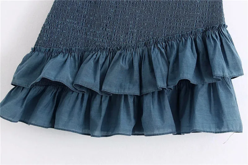 SHIRRED MINI SKIRT