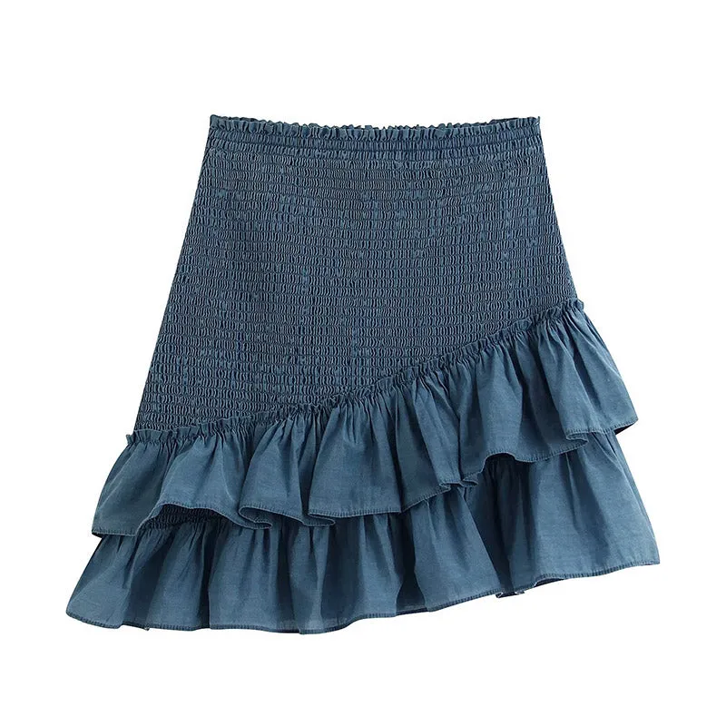 SHIRRED MINI SKIRT