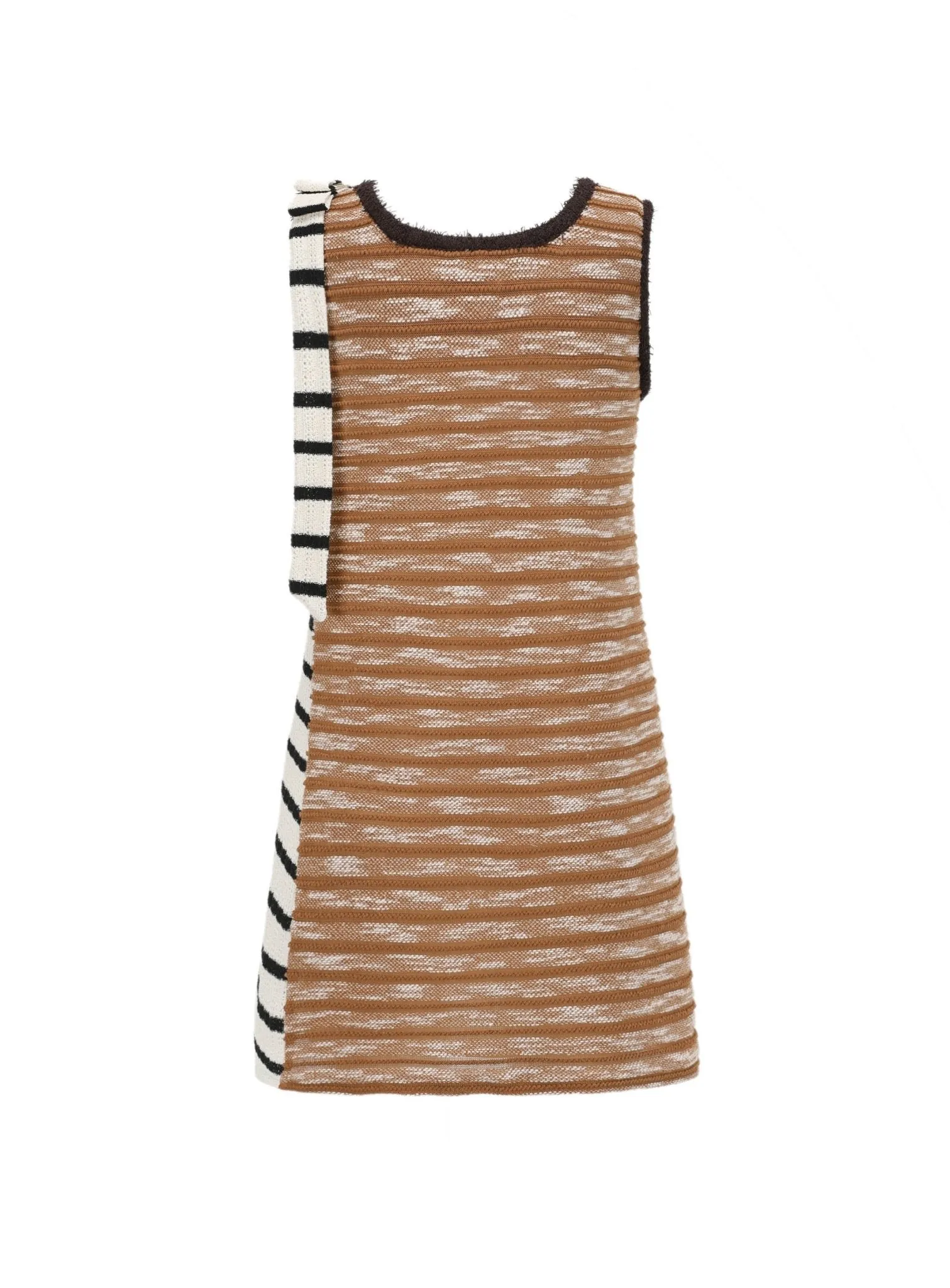 Stripe Asymmetrical Knitted Dress in Brown