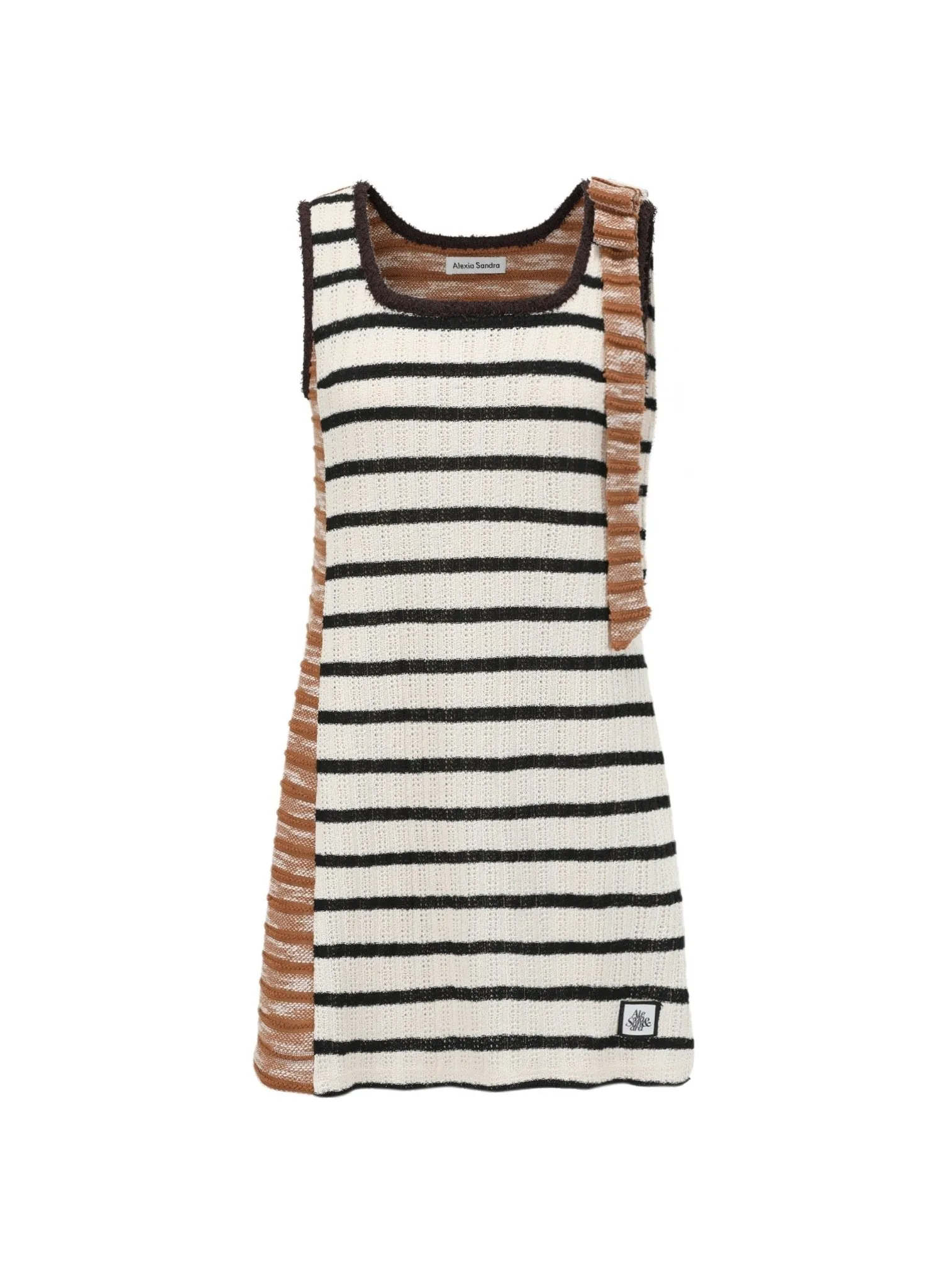 Stripe Asymmetrical Knitted Dress in Brown