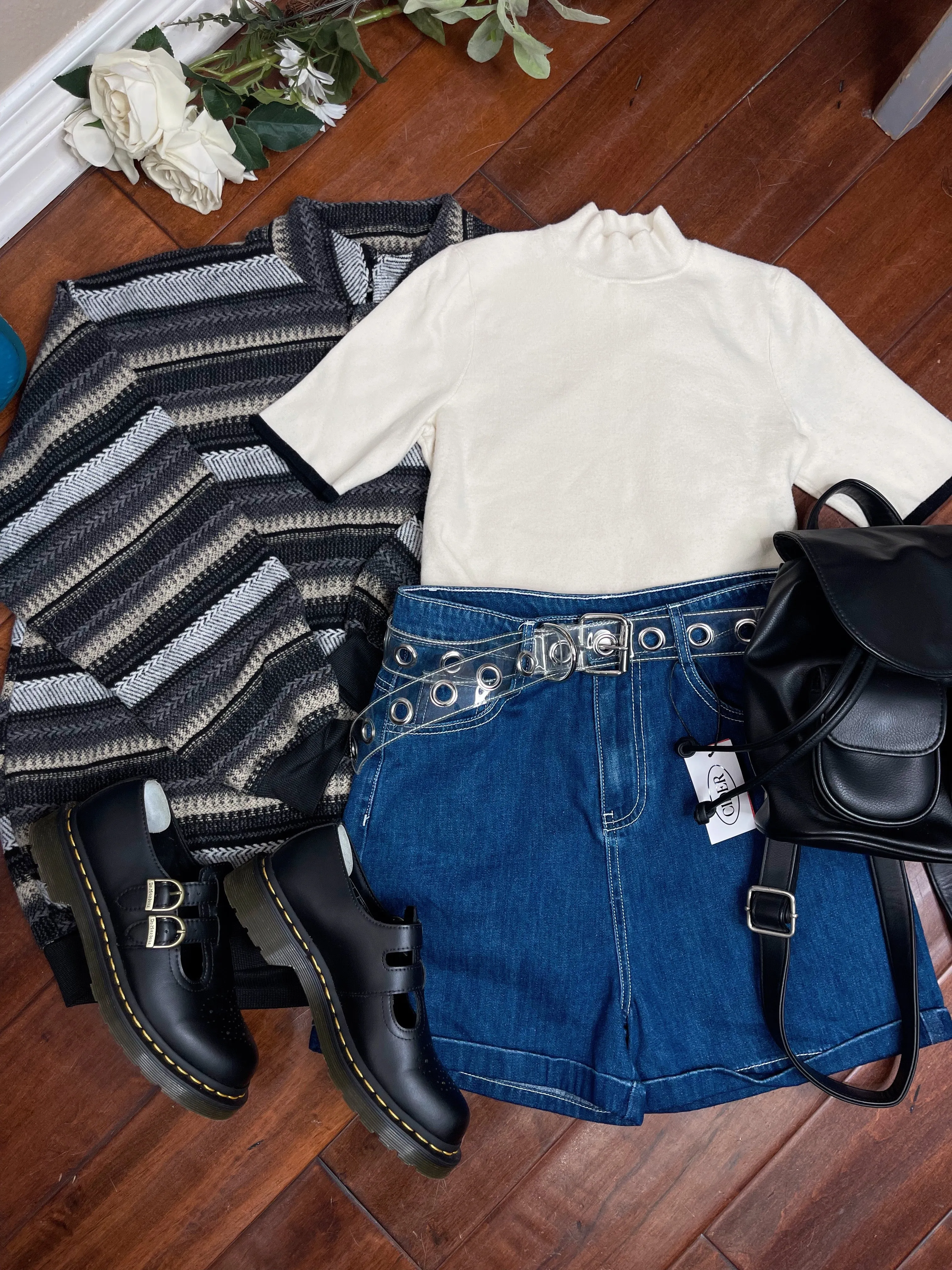 THRIFTED HEART POCKET HIGH-WAISTED SHORTS