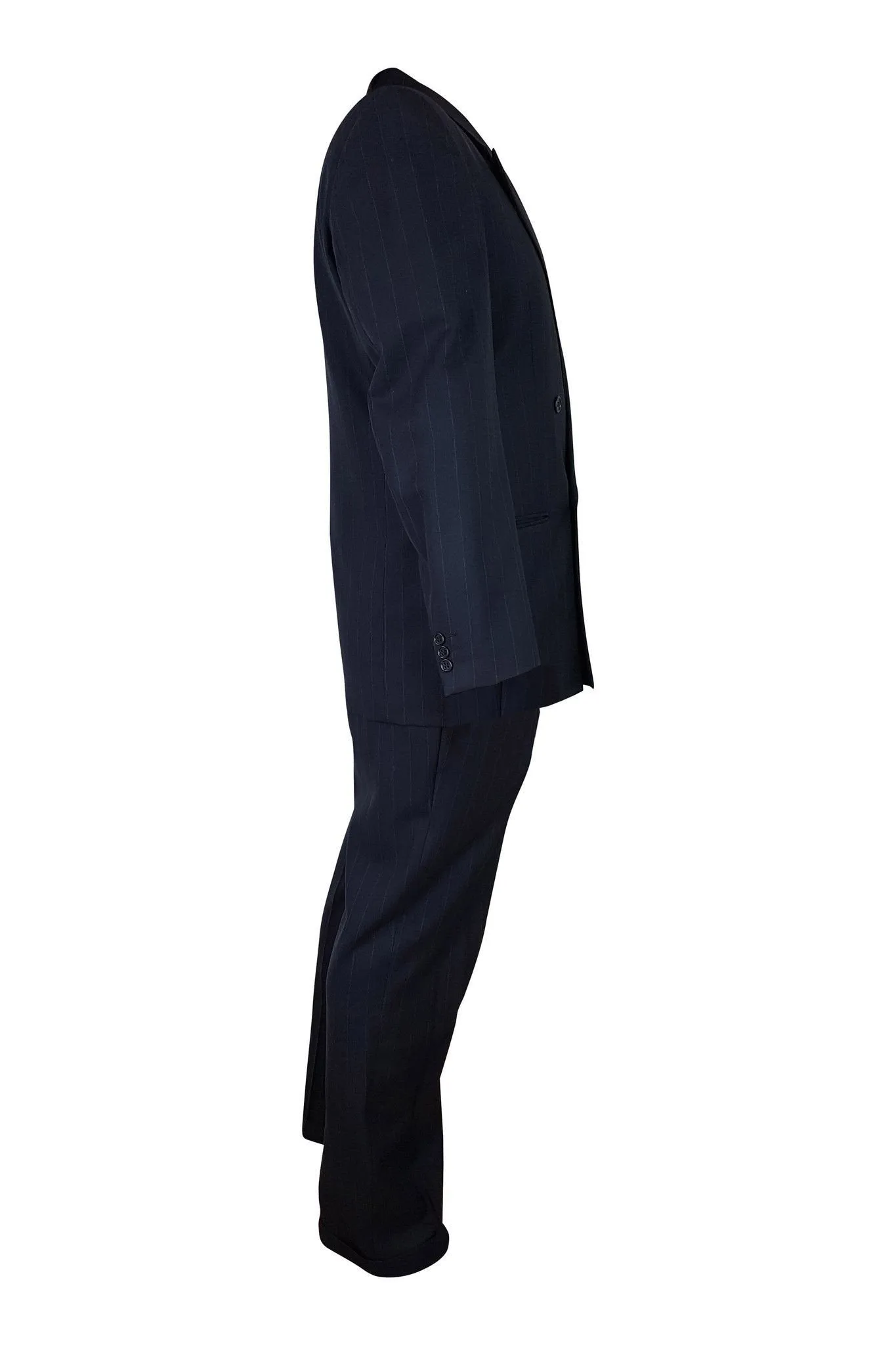 VALENTINO Uomo VIntage Double Breasted Navy Pinstripe Wool Suit