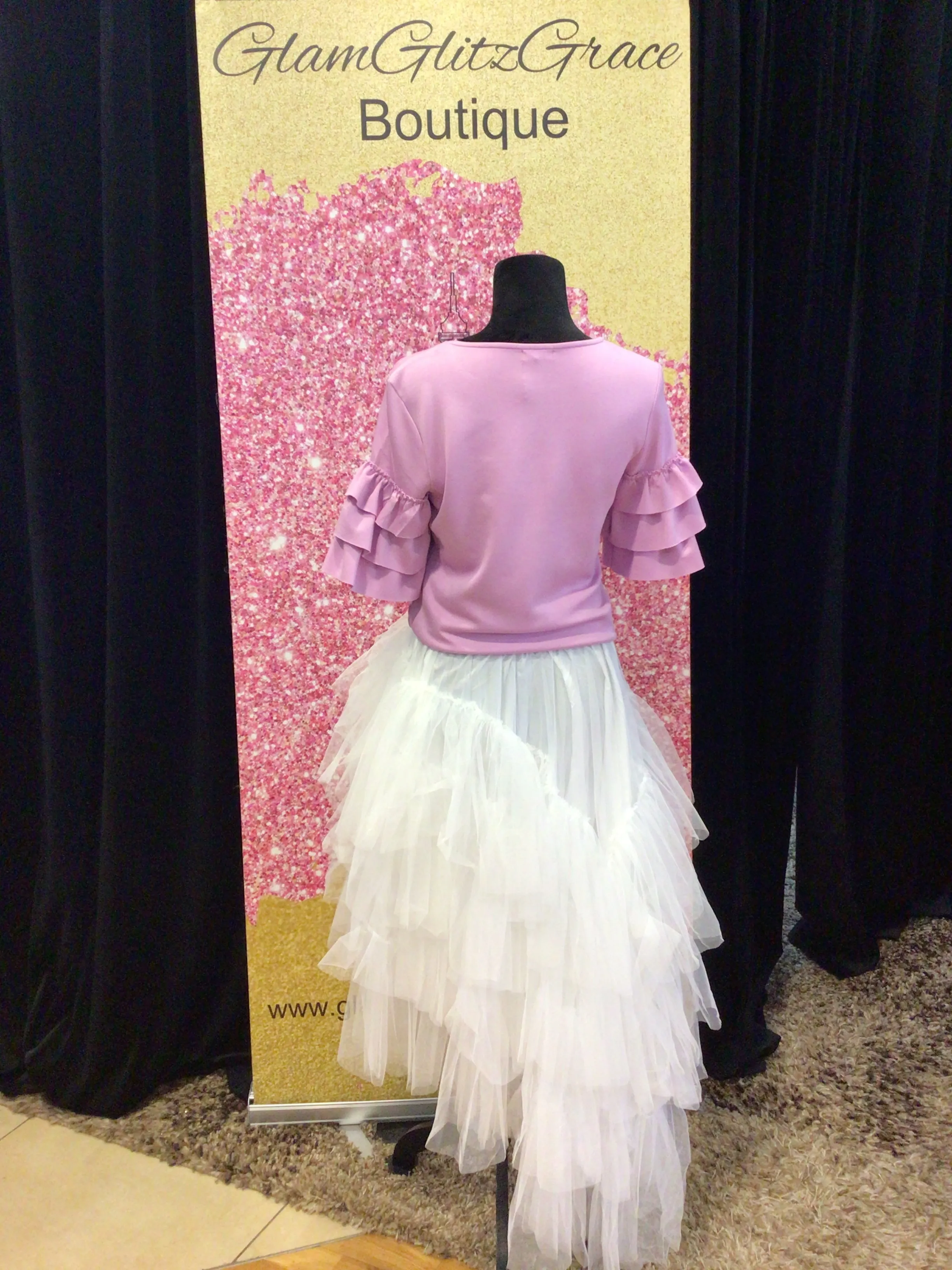 White Asymmetrical Tulle Skirt